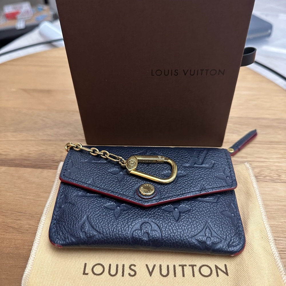 Louis Vuitton Blue and Red Leather key and card holder.